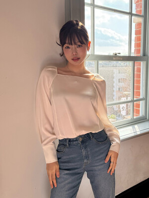 Glossy Square Neck Blouse
