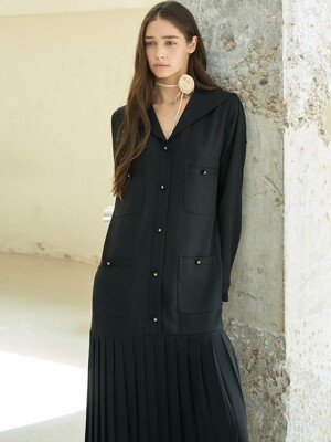 SAILOR POCKET PLEATS DRESS_BLACK