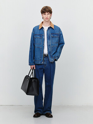 UNISEX VINTAGE DENIM WORK JACKET CLASSIC BLUE_M_UDJU5A115B2