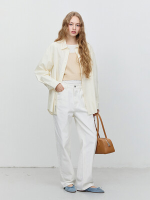 UNISEX PAPERLY COTTON OVERSIZED SHIRT CREAM_UDSH5A107CR