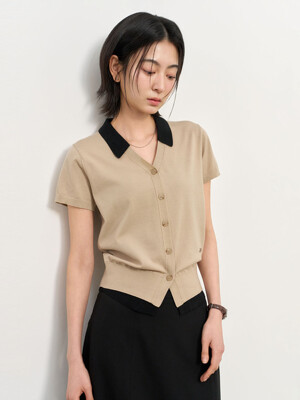 텐셀 카라 레이어드 하프 가디건 [BEIGE] / WBE2L04534