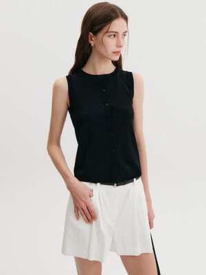 도나 슬리브리스 니트 베스트_블랙 / DONA SLEEVELESS KNIT VEST_BLACK