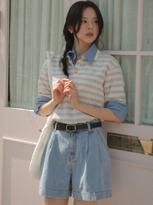 Striped collar t-shirt TISU04TS02_Ivory