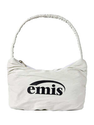 GLOSSY SHIRRING HOBO BAG-WHITE