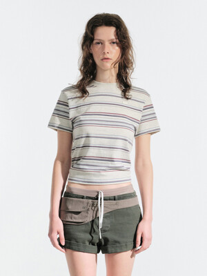25HS SOL STRIPE T-SHIRT (LIGHT GREY)