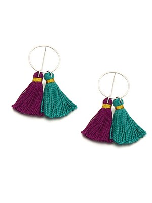 Circles and Tassel Earring_Silver