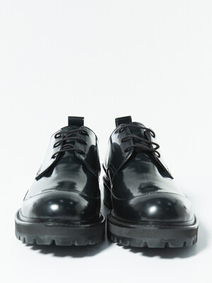 BLACK leather chunky derby shoes(LH002)