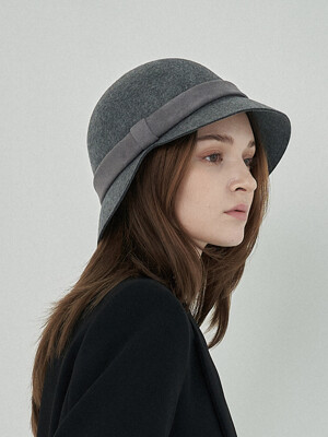 wool round hat - gray, brown, black
