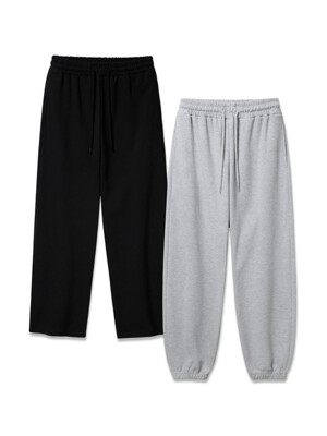 [2PACK][기모] 앨빈클로 무지 조거/세미와이드 트레이닝 팬츠 2종 패키지