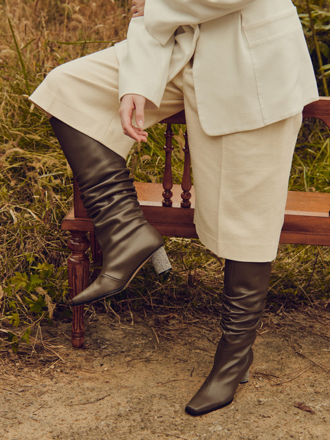부츠,부츠 - 엔루니크 (ENLUNIQ) - Starry Long Boots - Khaki Brown