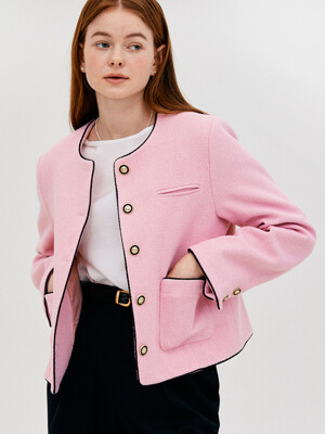 L Hailey Tweed Jacket_Milk Pink