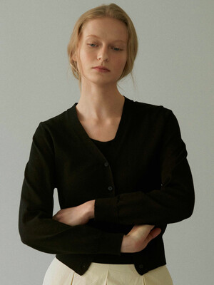 cotton v neck cardigan (black)