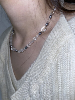 Quartz & Seed Pearl Necklace