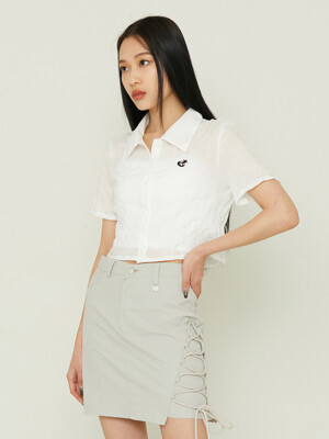 NEO WRINKLE CROP SHIRT_WHITE