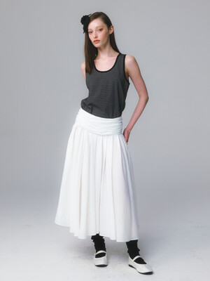 Shirring Viscos Full Skirt / White