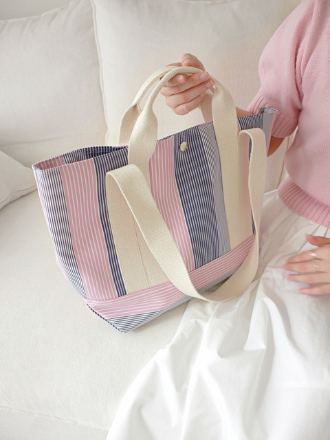 에코/캔버스백,숄더백 - 언폴드 (unfold) - Stripe two-way bag (pink)