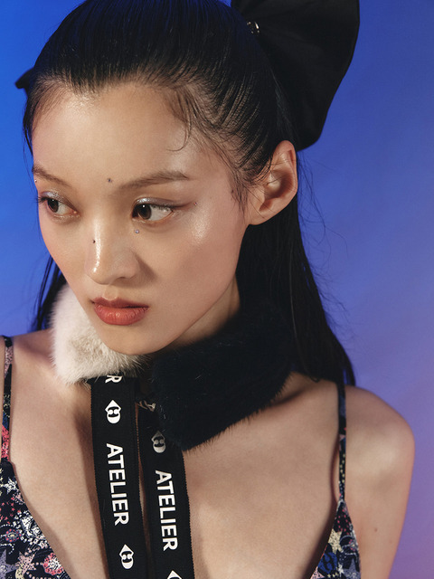 스카프/머플러 - 럭키슈에뜨 (LUCKY CHOUETTE) - [Atelier] Color Block Mink Muffler_LXAJW23810NYX