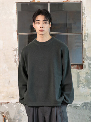 High Density SuperFine Wool Pullover Knit [Olive]