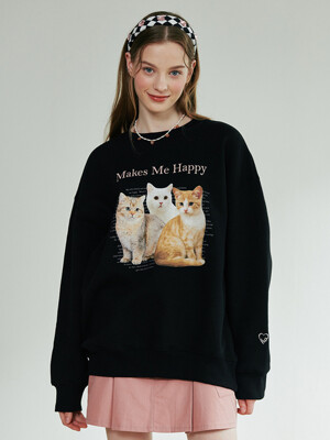 Cat Friends Sweatshirt - BLACK