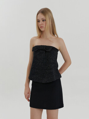 sweety ribbon tube top - black