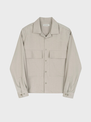 WOOL BLEND NAPPING OUTER SHIRT_BEIGE