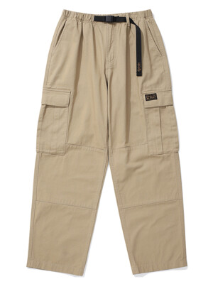 SL-LABEL BELTED CARGO COTTON PANTS 헤리티지베이지