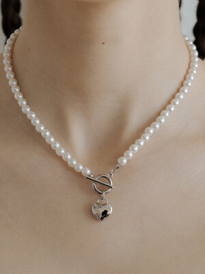 WIL205 Heart Toggle Pearl Necklace