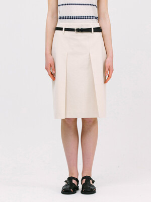 low belted skirt_ecru