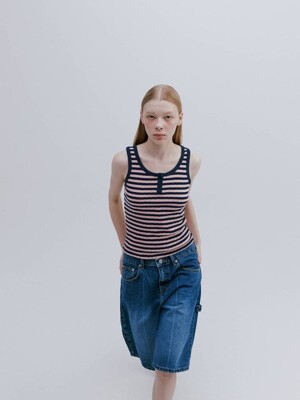 COLORATION STRIPE SLEEVELESS TOP / PINK