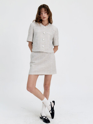 24 Summer_ White Tweed Skirt