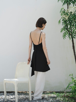 Back Open Wrap Mini Dress_black