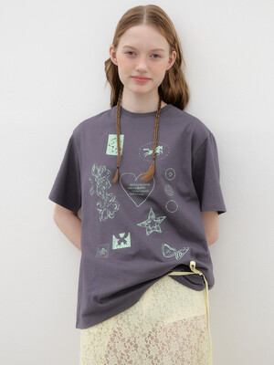 Drawing Diary Oversized T-shirt - Charcoal