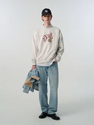 UNISEX DRAWING PUPPY SWEATSHIRT OATMEAL MELANGE_M_UDTS5A117I1
