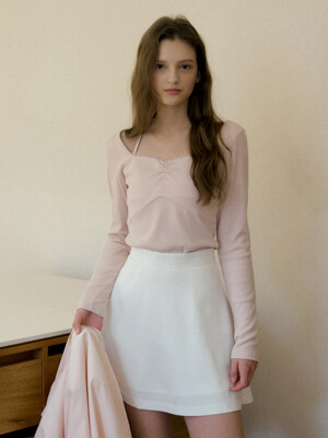 GENA R CHARM FLARE MINI SKIRT WHITE