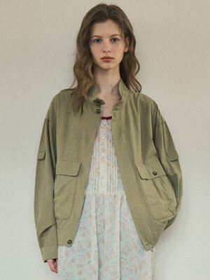 Light Cotton blouson jumper_Light khaki(OC25-OT04)