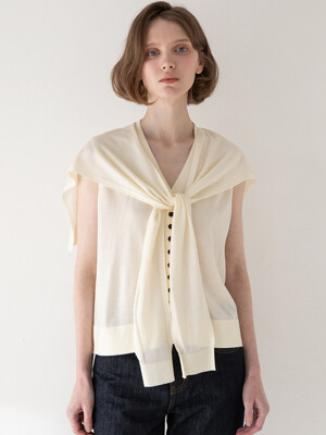 Sleeveless minibutton cardigan _ Cream