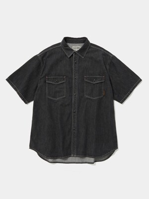 COLUMBIA TRAJAN LABEL CONTRAST STITCH DENIM S/S SHIRTS 그레이데님