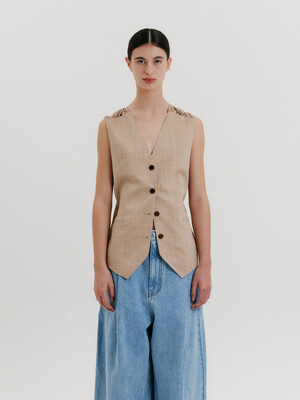 Back Knotted Vest - Beige