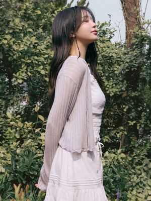 LACE DETAIL CARDIGAN LIGHT GRAY