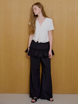 BANDING SKIRT PANTS - BLACK