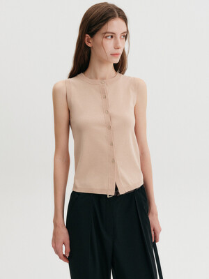 도나 슬리브리스 니트 베스트_베이지 / DONA SLEEVELESS KNIT VEST_BEIGE