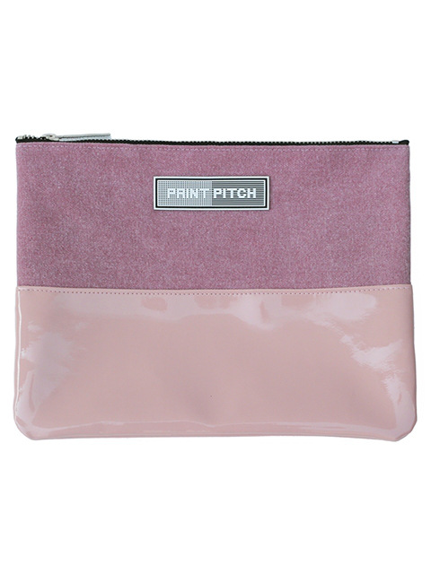 double canvas clutch pink