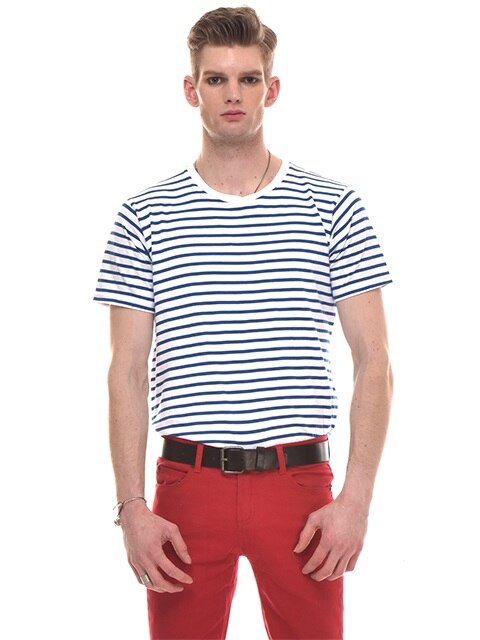 Striped Cotton-Jersey T-Shirt (BLUE)