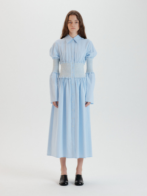 TIARA Smoking Shirt Dress - Sky Blue