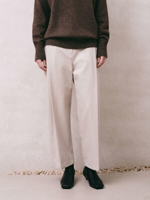 Round Tuck Wool Pants (Oatmeal)