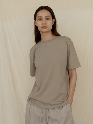 [IN&OUT] SILKY COTTON SPAN T-SHIRTSㅣMUD BEIGE
