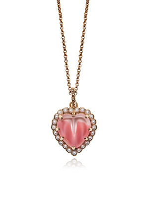 Treasure Heart Pendant Necklace Peach