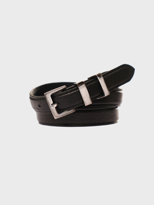 Square Loop Thin Leather Belt[Black(UNISEX)]_UTA-FM35
