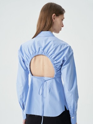 SHIRT WITH SEMICIRCLE CUT(sky blue)