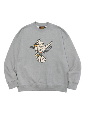 Peace and Love Bird Sweatshirts Gray